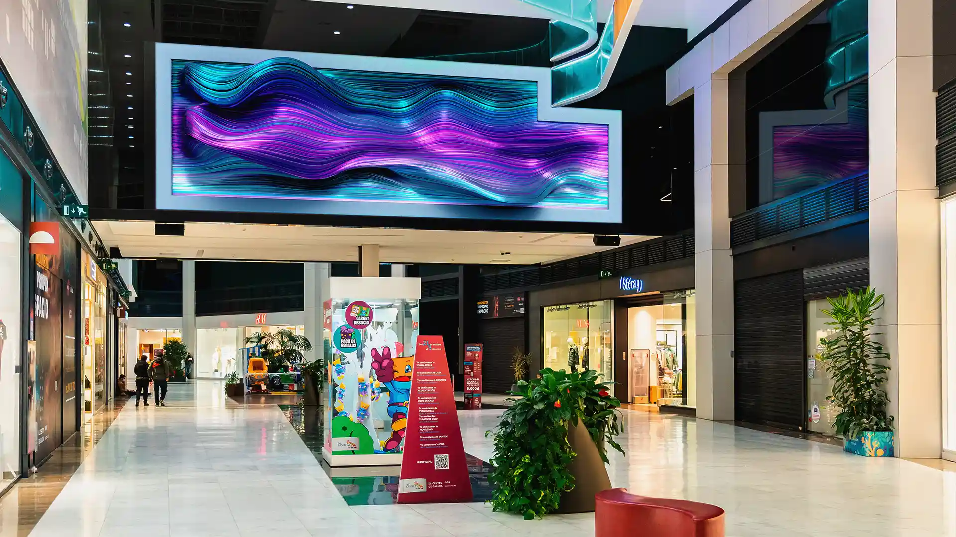 Digital display area at As Cancelas illustrating the need for a renewed interactive visitor experience.