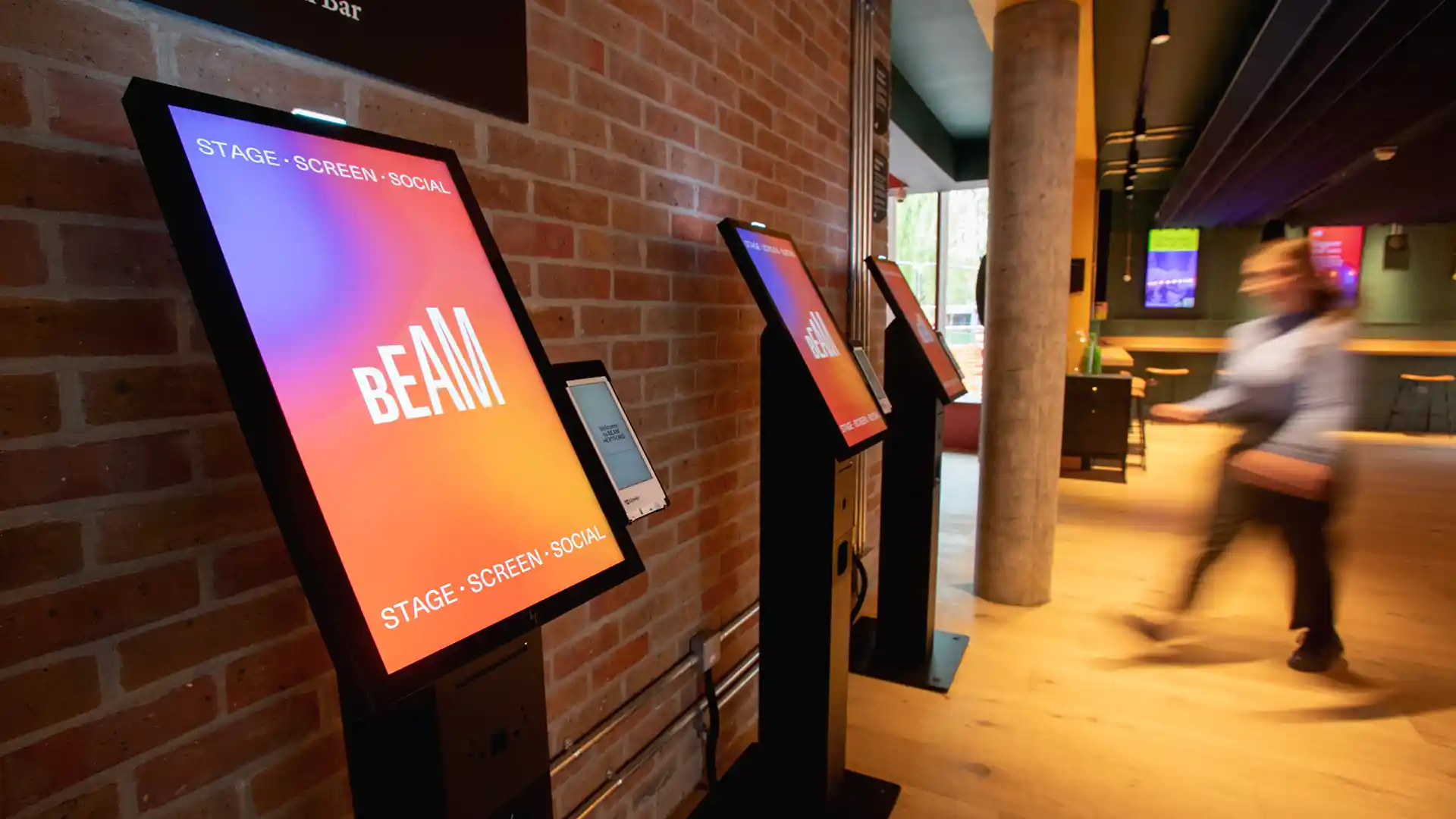 Ticketing self-service kiosks installed at BEAM Theatre for autonomous booking.