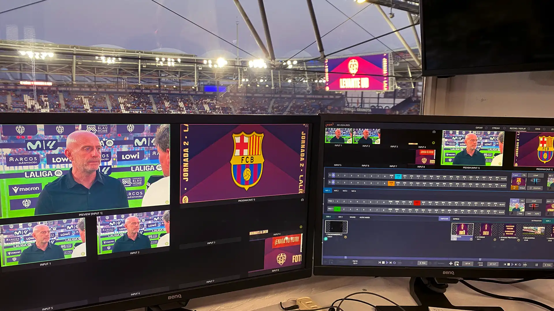 TRISON Yellowbricks team managing live audiovisual content and statistics for professional football matches during the 2025/26 season.