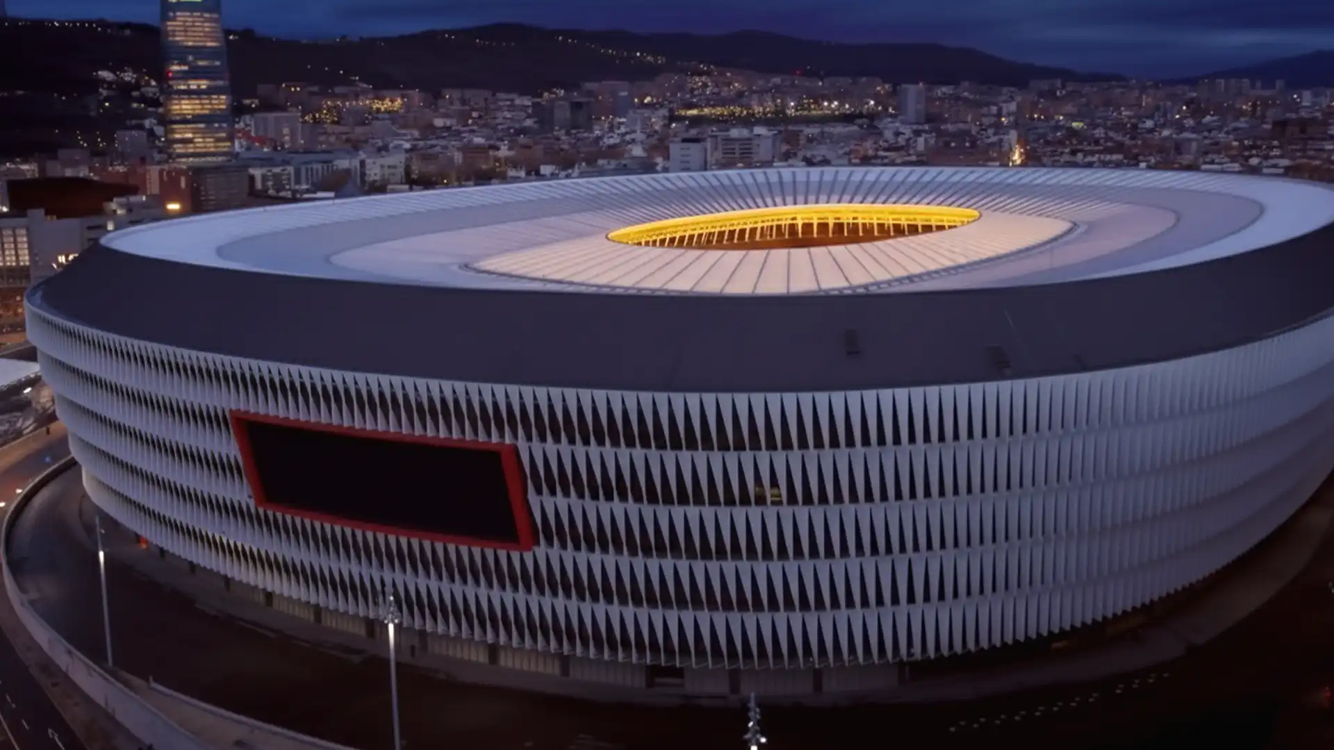 General view of San Mamés Stadium during the audiovisual celebration