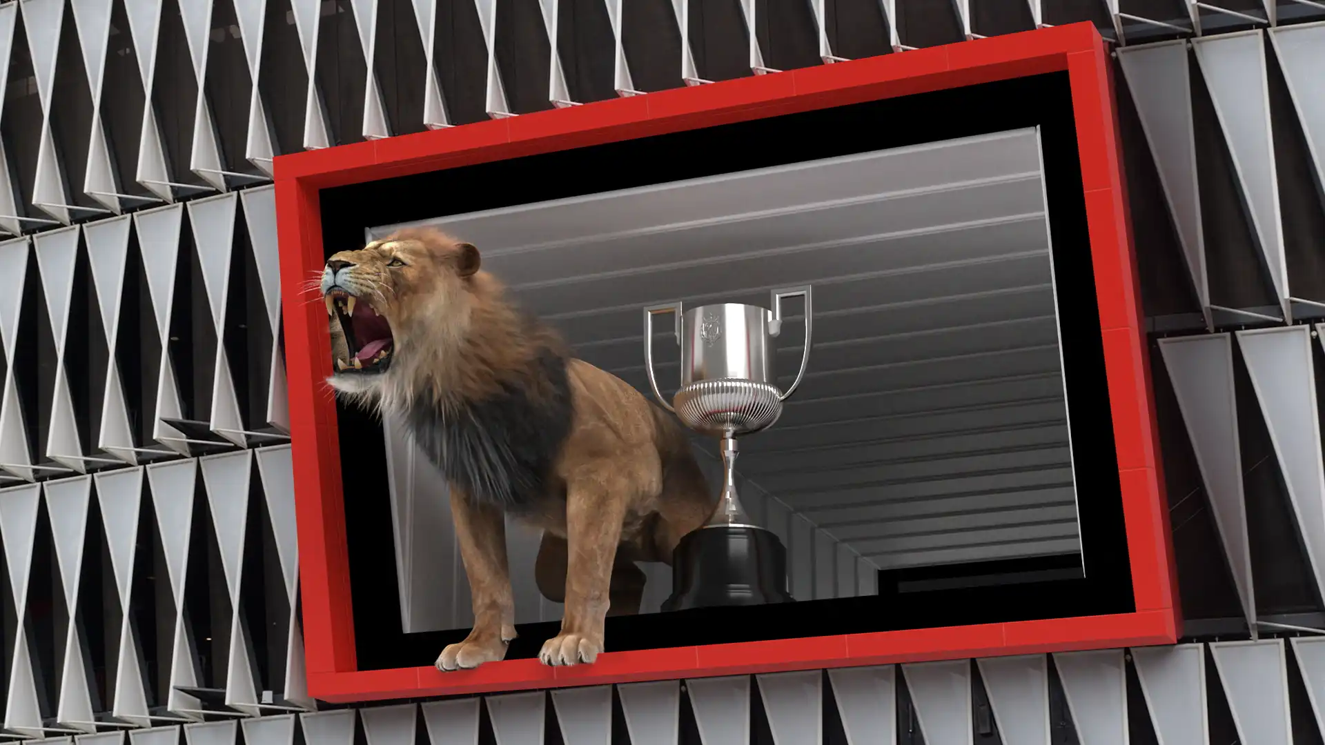 San Mamés Stadium illuminated during the audiovisual celebration